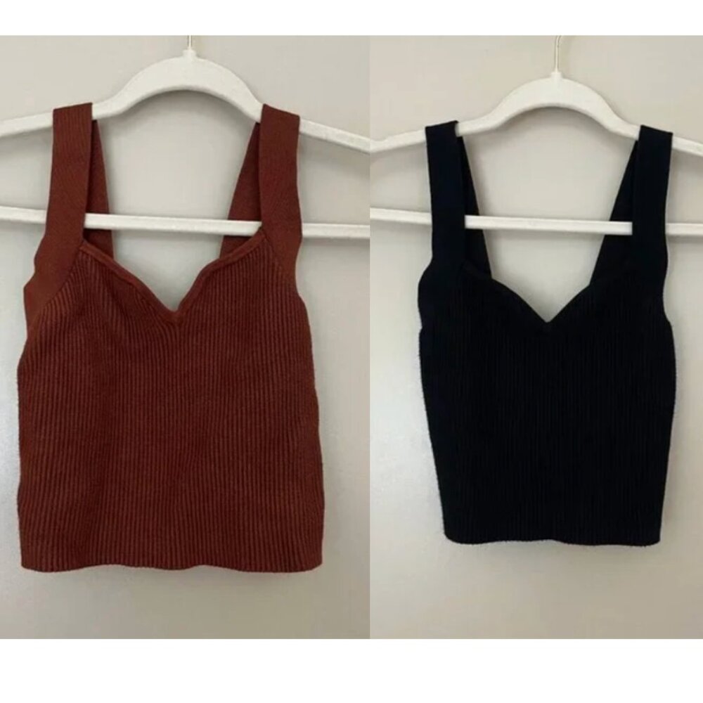 2 Abercrombie & Fitch Sweetheart Knit Ribbed Tank Tops